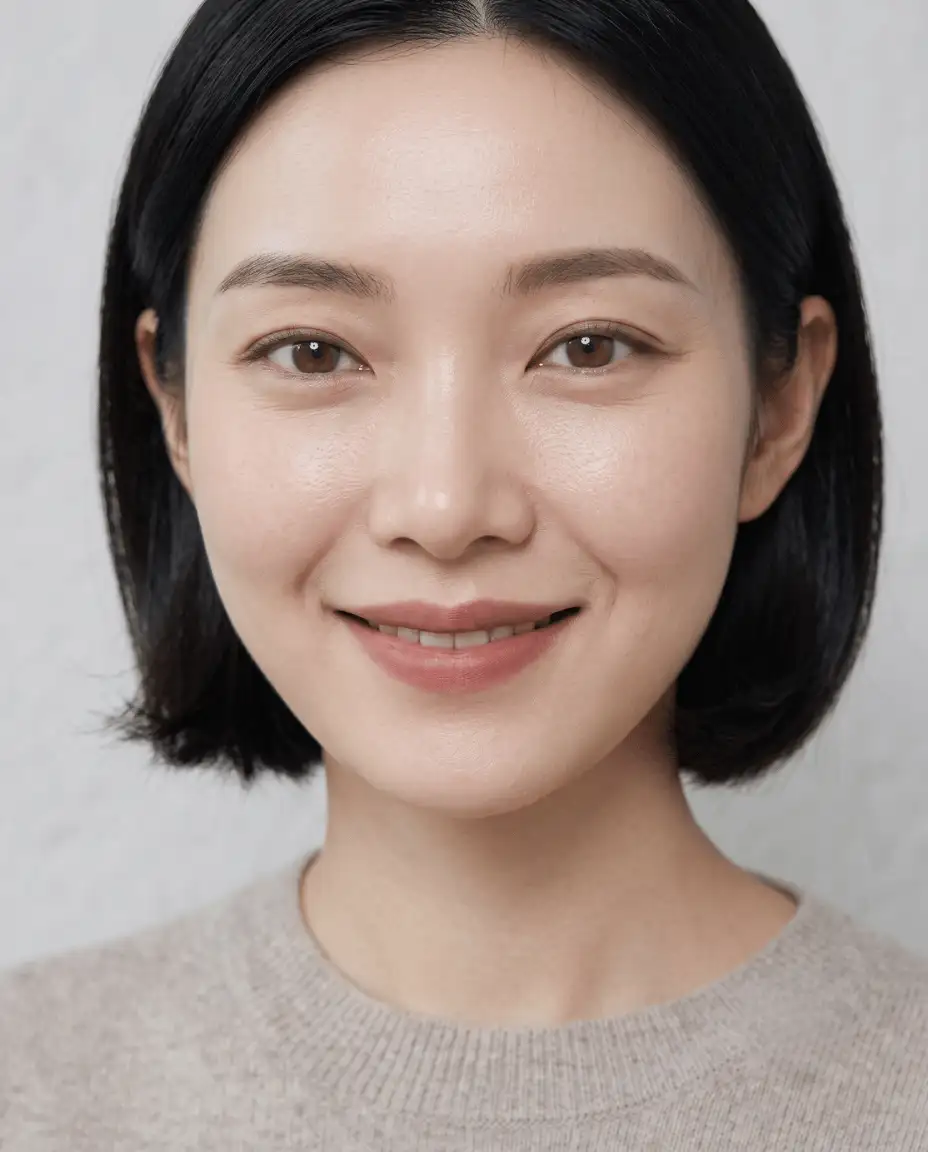 Portrait of a smiling woman with clear, fresh-looking skin