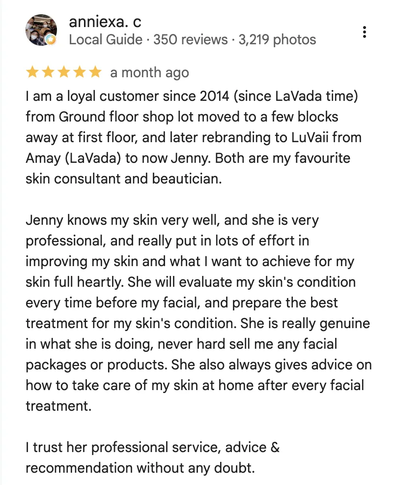 Real Google review screenshot